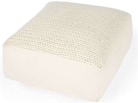 Butler Fernandos Beige Diamond Cream Upholstered Pouf