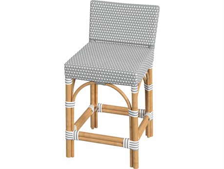 Butler Serienna Gray white Dot Natural Rattan Frame Counter Stool
