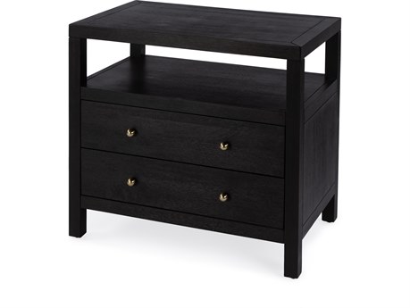 Butler Nora 2-Drawers Brown Acacia Wood Nightstand