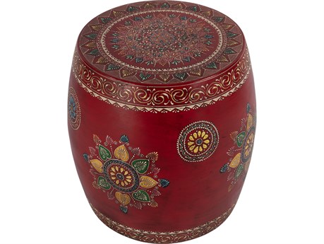 Butler Imani Round Metal Red Hand Painted End Table