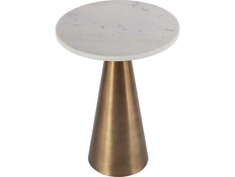 Butler Hallie Round Marble Antique Gold End Table