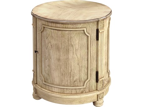 Butler Thurmond Round Wood Antique Beige End Table