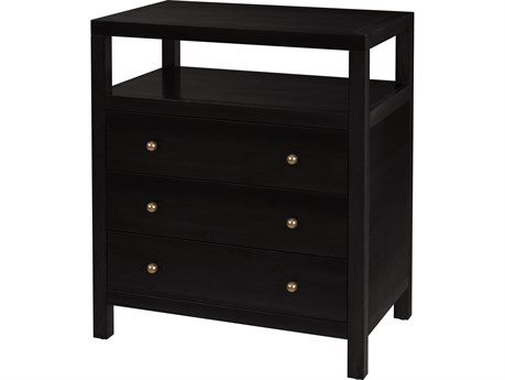 Butler Nora 3-Drawers Black Acacia Wood Nightstand