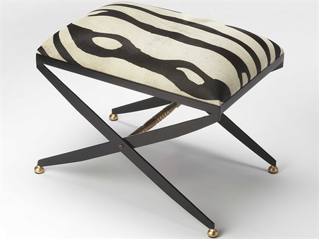 Butler Liddy Black Leather Accent Stool