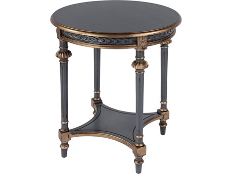 Butler Hellinger Round Wood Royal Pastel Blue End Table