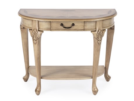 Butler Kimball Demilune Wood Antique Beige Console Table