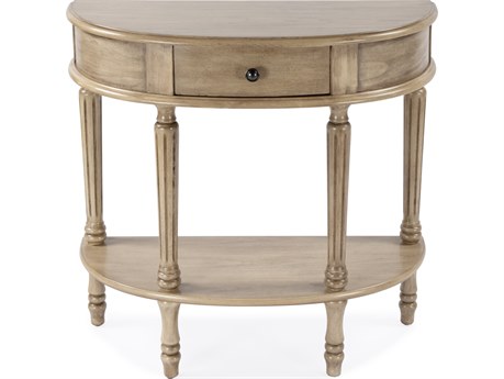 Butler Mozart Demilune Wood Antique Beige Console Table
