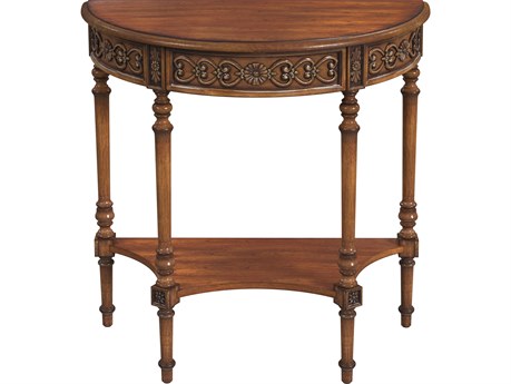 Butler Danelle Demilune Wood Antique Cherry Console Table