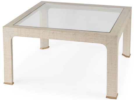 Butler Chatham Square Glass Natural Raffia Coffee Table