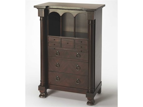 Butler Castle Vintage Wood Brown Poplar Secretary Desk