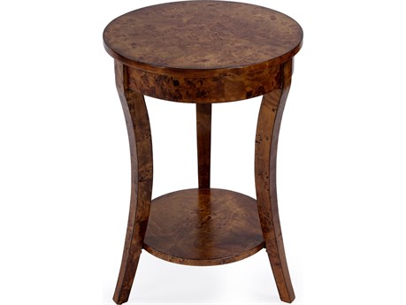 Butler Holdin Round Wood Traditional Burl End Table