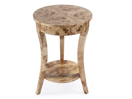 Butler Holdin Round Wood Light Burl End Table