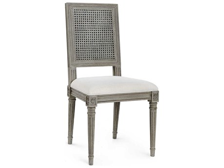 Villa & House Oak Wood Gray Upholstered Side Dining Chair