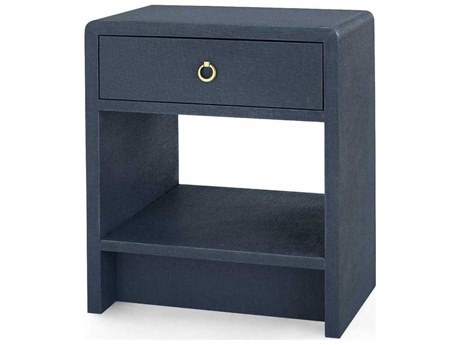 Villa & House Rectangular Wood Blue Steel End Table