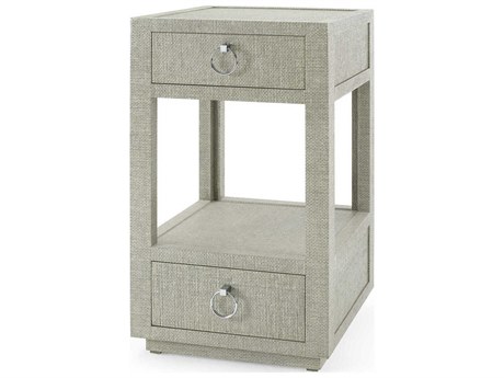 Villa & House Rectangular Wood Moss Gray Tweed End Table