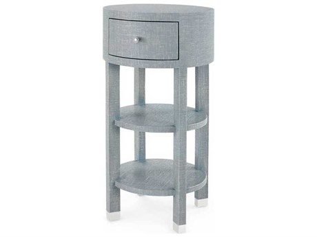 Villa & House Round Wood Washed Winter Gray End Table