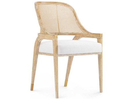 Villa & House Mahogany Wood Gold Upholstered Arm Dining Chair