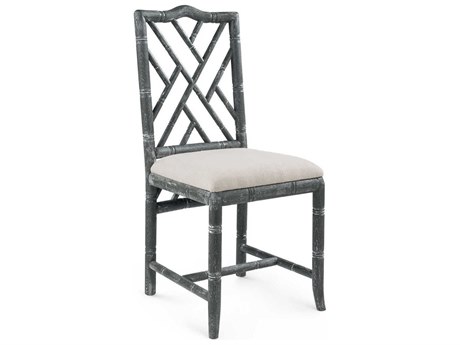 Villa & House Oak Wood Gray Upholstered Side Dining Chair