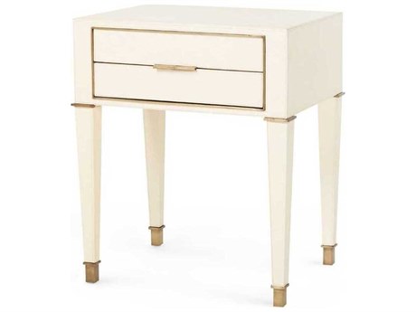 Villa & House Rectangular Ivory Leather End Table