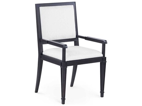 Villa & House Jackson Rubberwood Black Upholstered Arm Dining Chair