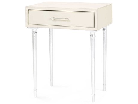 Villa & House Rectangular Ivory Leather End Table