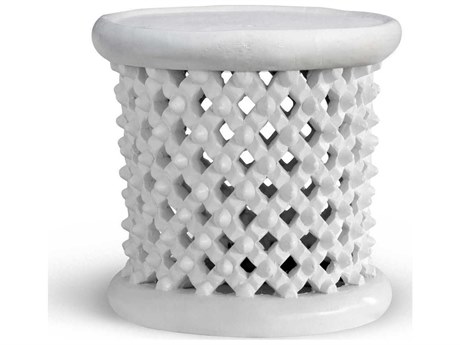 Villa & House Round Cement Chalk White End Table