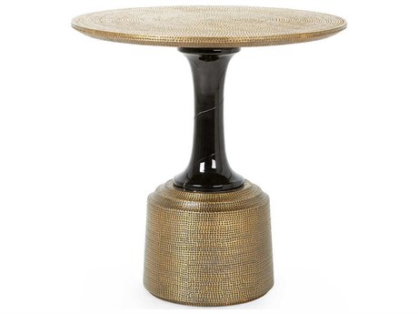 Villa & House Round Metal Antique Brass End Table