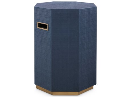 Villa & House Octagon Storm Blue Fabric End Table
