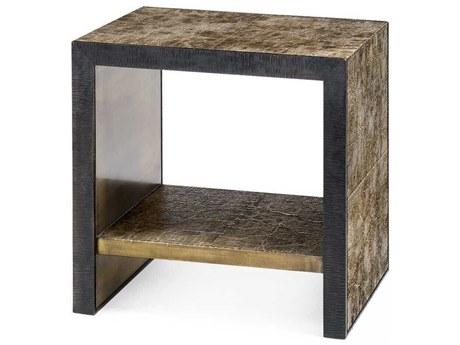 Villa & House Rectangular Metal Antique Brass Dark Bronze End Table