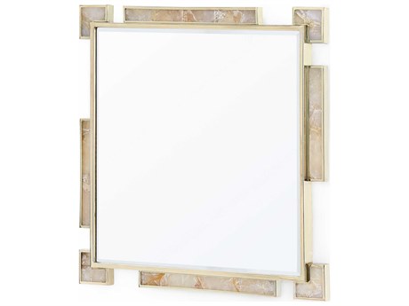 Villa & House Thalia Polished Brass / Rock Crystal Square Wall Mirror