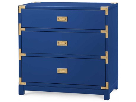 Villa & House Rectangular Wood Gloss Denim Blue End Table