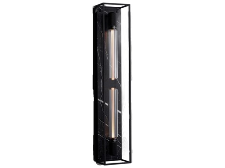 Buster + Punch Caged 2-Light Black Marble Wall Sconce
