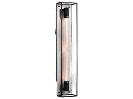 Buster + Punch Caged 2-Light White Marble Wall Sconce