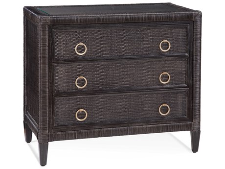Braxton Culler Sabal Bay 3-Drawers Black Rattan Chest Nightstand