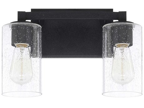 Capital Lighting Ravenwood 2-Light Black Iron Glass Vanity Light