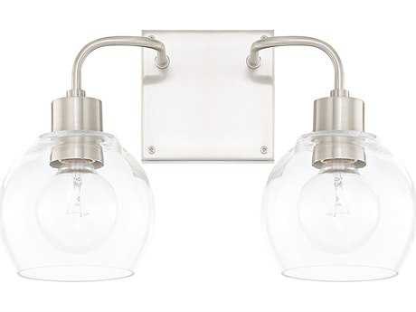 Capital Lighting Tanner 2-Light Brushed Nickel Glass Vanity Light