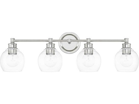 Capital Lighting Mid Century 4-Light Polished Nickel Glass Vanity Light
