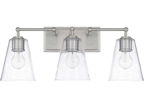 Capital Lighting 3-Light Brushed Nickel Glass Vanity Light