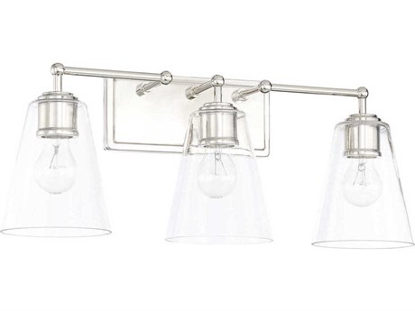 Capital Lighting 3-Light Polished Nickel Glass Vanity Light