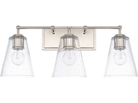 Capital Lighting 3-Light Polished Nickel Glass Vanity Light