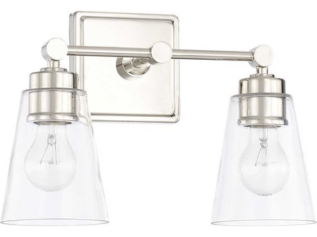 Capital Lighting 2-Light Polished Nickel Glass Vanity Light