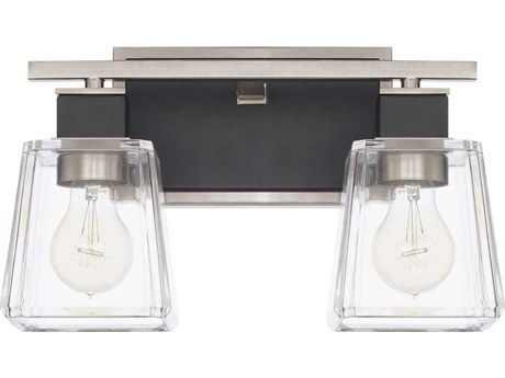 Capital Lighting Tux 2-Light Black Tie Glass Vanity Light