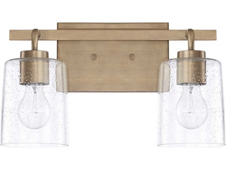 Capital Lighting Greyson 2-Light Aged Brass Glass Vanity Light