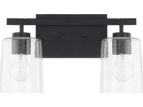 Capital Lighting Greyson 2-Light Matte Black Glass Vanity Light