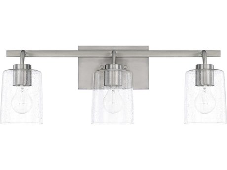 Capital Lighting Greyson 3-Light Brushed Nickel Glass Vanity Light