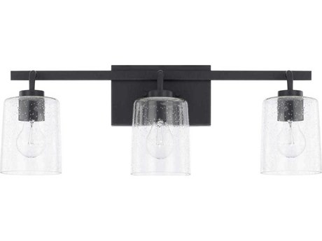 Capital Lighting Greyson 3-Light Matte Black Glass Vanity Light