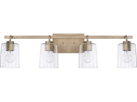 Capital Lighting Greyson 4-Light Aged Brass Glass Vanity Light