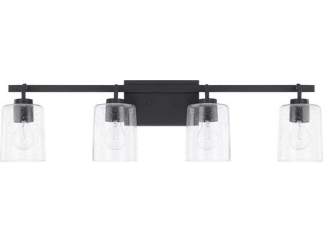 Capital Lighting Greyson 4-Light Matte Black Glass Vanity Light