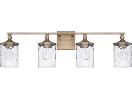 Capital Lighting Colton 4-Light Aged Brass Glass Vanity Light