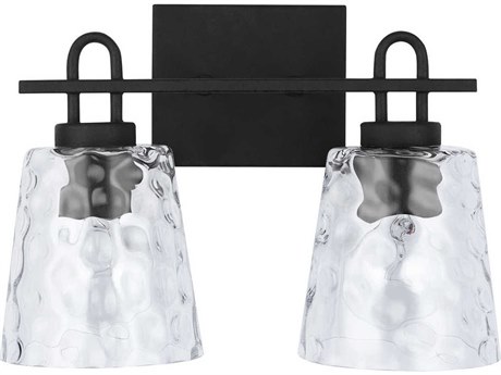 Capital Lighting 2-Light Black Iron Glass Vanity Light